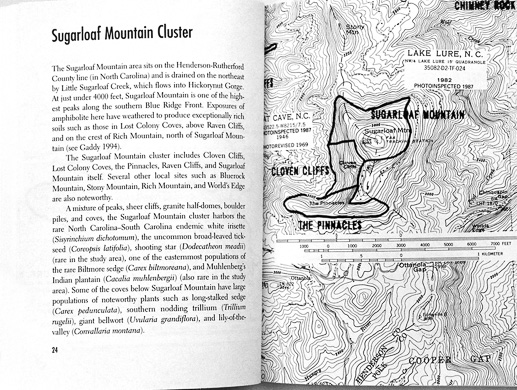 page from A Naturalist's Guide to the Southern Blue Ridge Front by L.L. Gaddy